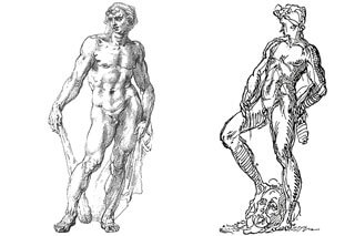 Hercules & David lost in gardens, Michelangelo statues lost in Fontainebleau and Bury