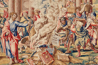 The regression of humanity's knowledge, books and people on fire